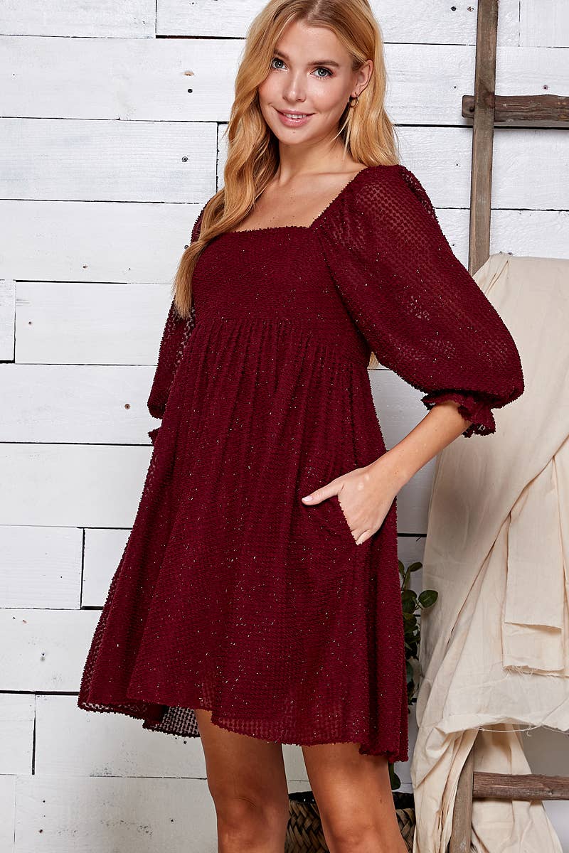 Maroon Textured Dress