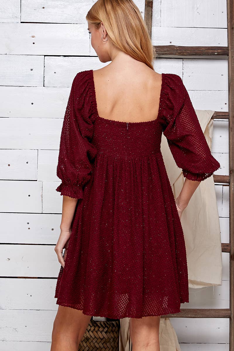 Maroon Textured Dress